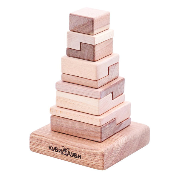 Kubi Dubi Wooden Stacking Puzzle - Techno - Dapper Mr Bear - www.dappermrbear.com - NZ