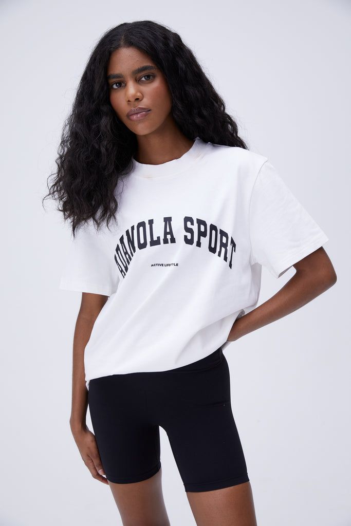 Adanola Sport Short Sleeve Oversized T-shirt - White