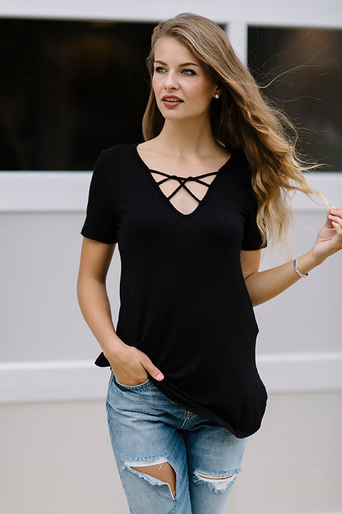 Vote Yes Criss-Cross Tee - Black
