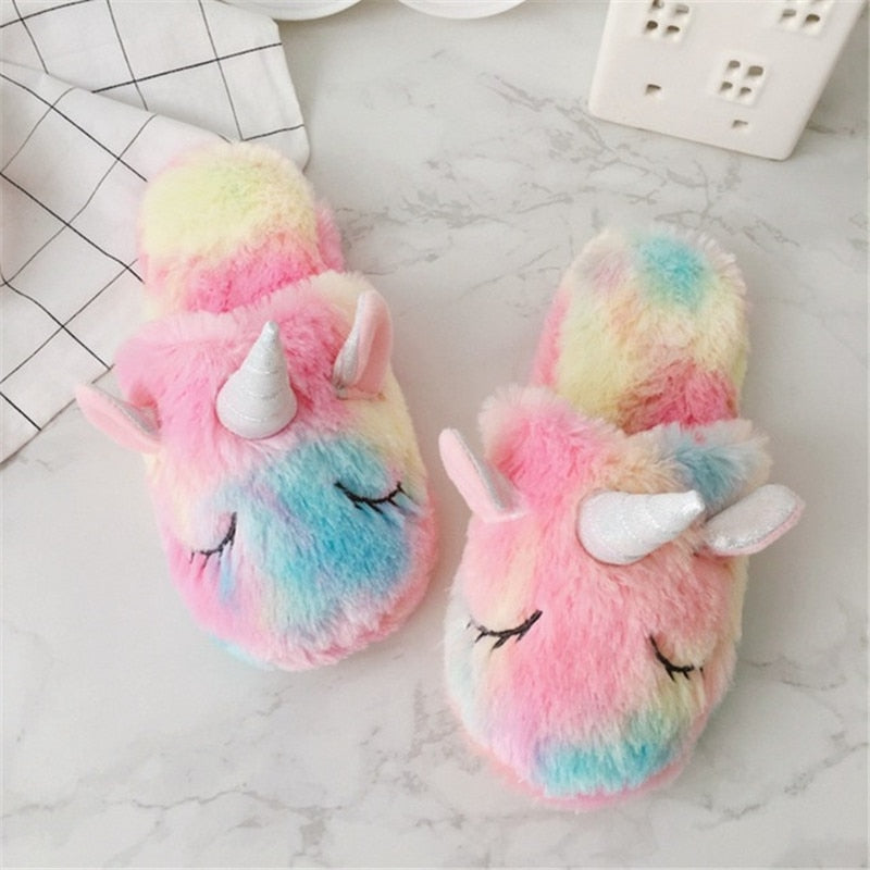 fuzzy unicorn slippers