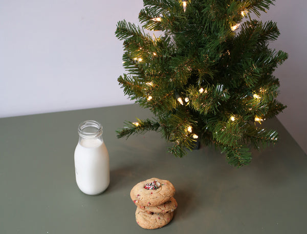 Christmas Sprinkles Pretzel Sugar Cookies With Milk And Christmas Tree