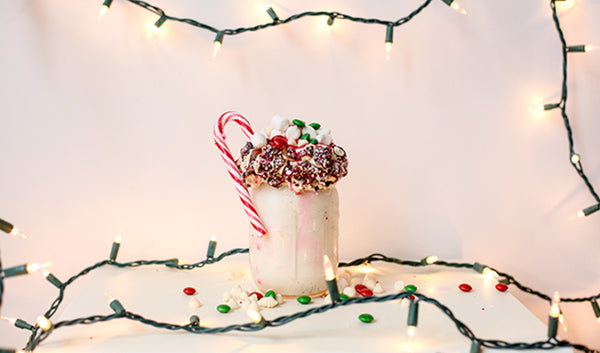 Vanilla Milkshake With Peppermint Pretzels for Christmas