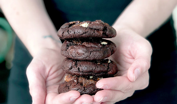 Dark Chocolate Cookies Topped With Sea Salt And Salted Caramel Chocolate Covered Pretzel Pieces