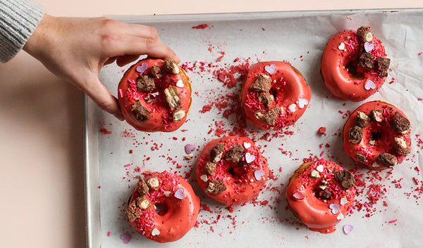 Homemade Baked Red Donuts With Cinnamon Sugar Pretzels For Valentine’s Day