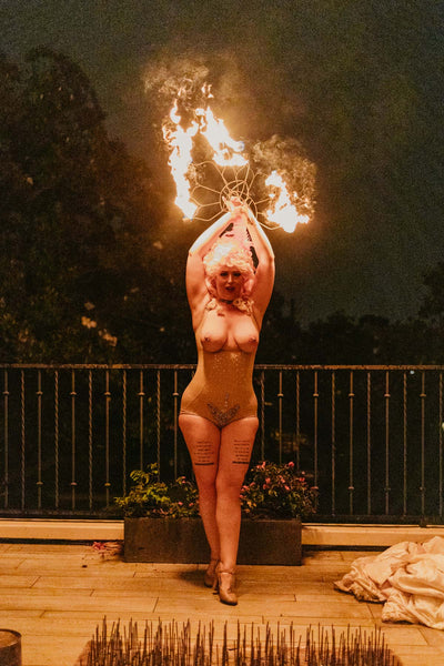 Naughty Los Angeles Marie Antoinette Party Topless Fire Performer