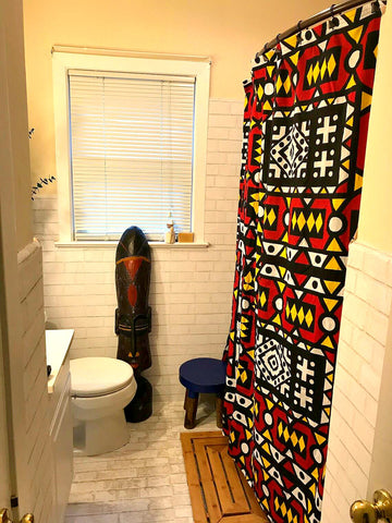 African print fabric shower curtains
