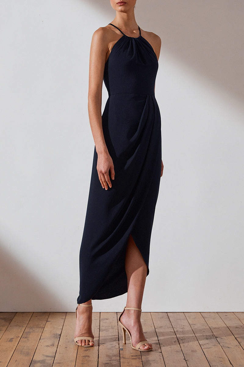 core high neck ruched dress