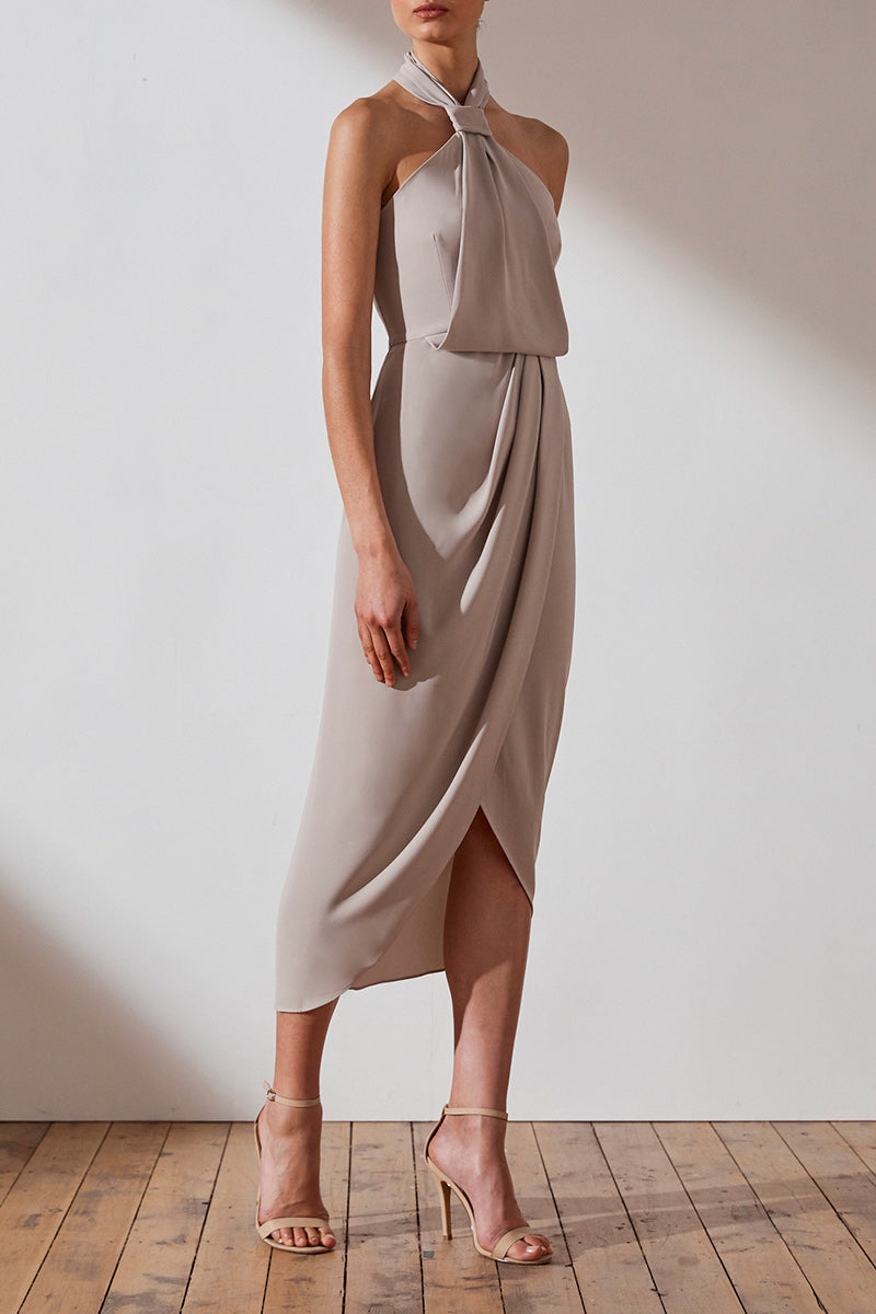 core knot draped dress