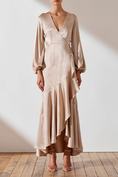 hayes wrap midi dress