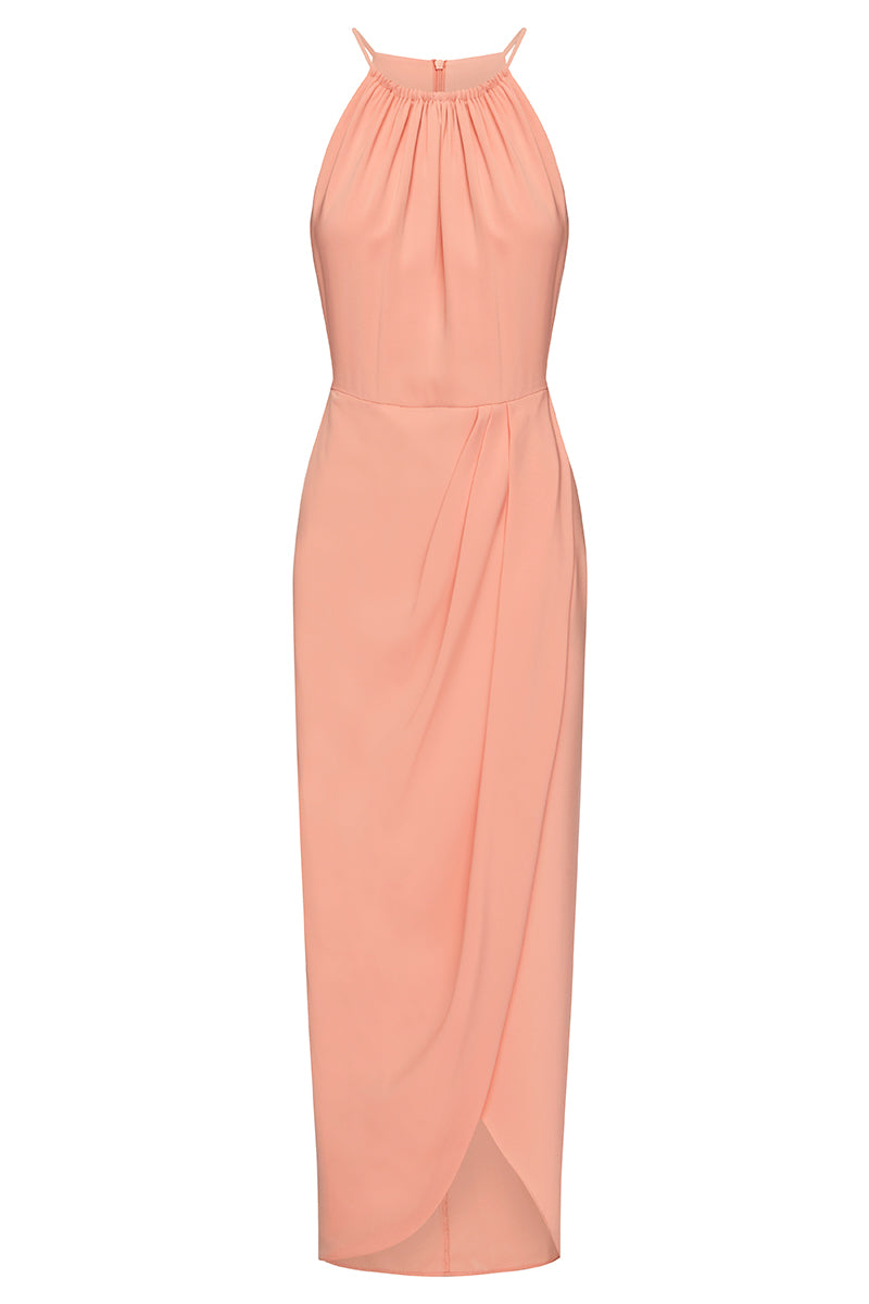 shona joy core high neck ruched dress