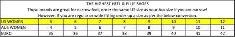 The Highest Heel Collection Size Chart