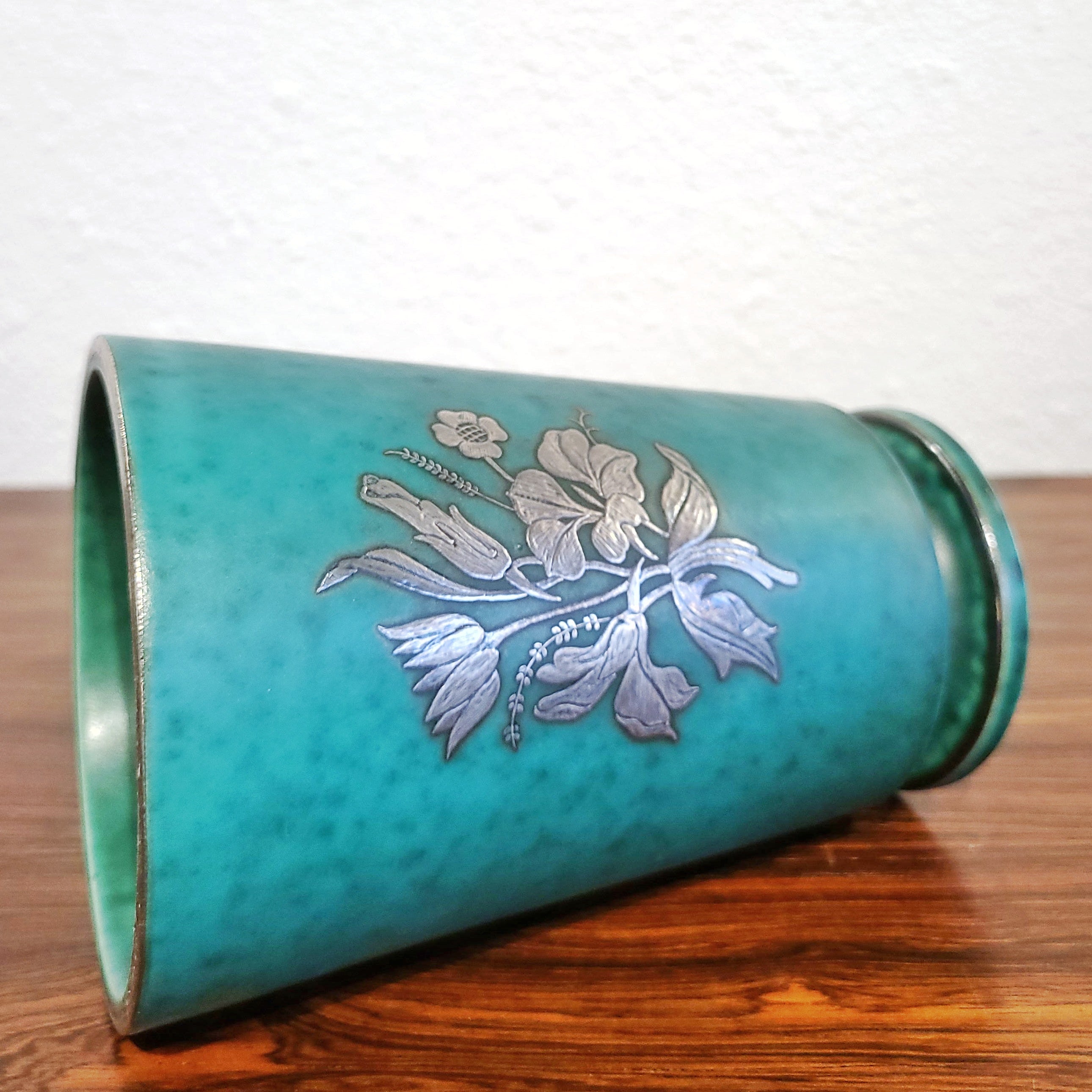 WILHELM KÅGE ARGENTA VASE WITH SILVER OVERLAY FOR GUSTAVSBERG (B)