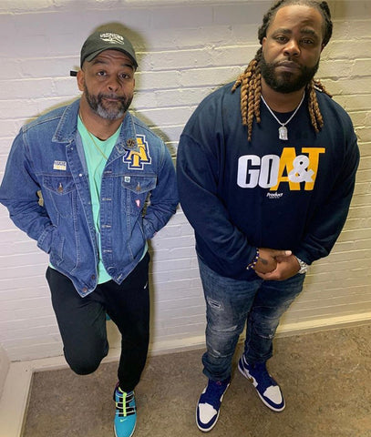 Osama Bin Drankin wearing a denim hbcu jacket