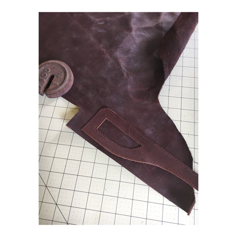 Handsewn leather clutch handbag pattern piece 