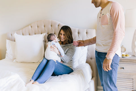 Mom, husband and newborn