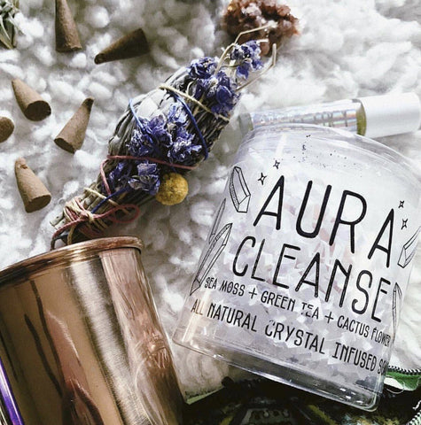 Aura Cleanse Soap is an all-natural crystal-infused soap from Little Shop of Oils