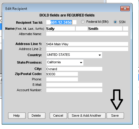 Editing recipients in TFP software