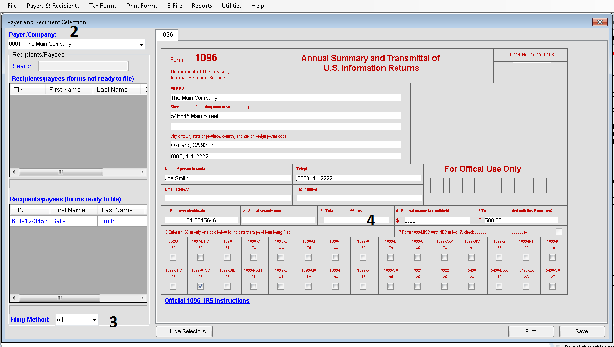 Transmittal forms in TFP software