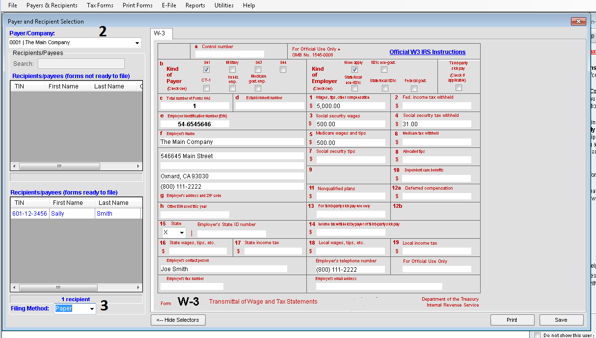 Transmittal forms in TFP software