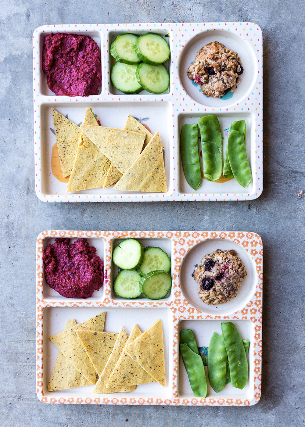 A vegan lunch for kids of our bamboo five piece kids dinner set