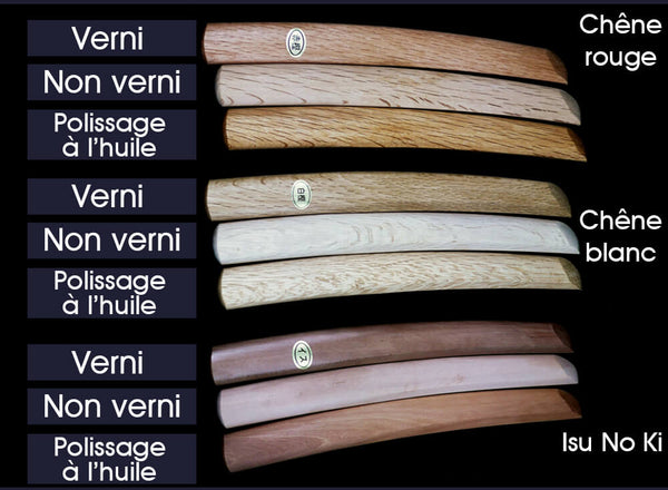 Variation de couleur du bois pour armes vernies / non vernies