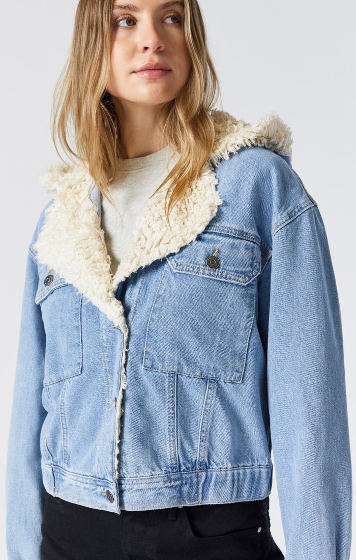 ELLY JACKET IN LIGHT BLUE SHERPA GOLD ICON Image 2
