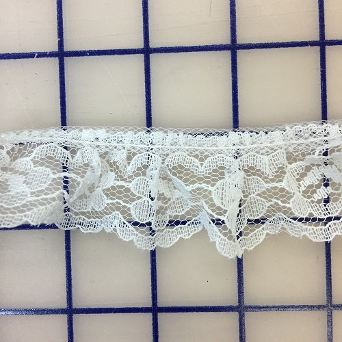 white gathered lace trim