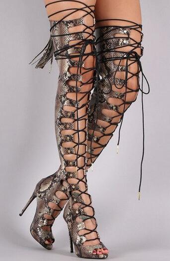 womens thigh high snakeskin boots