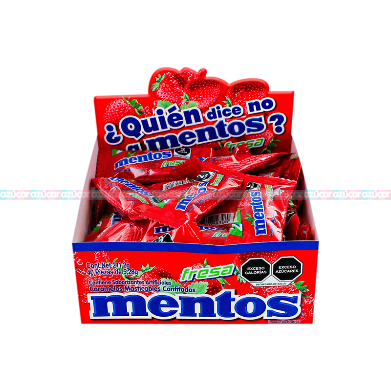 Mentos Bipieza Fresa 1040 Azúcar Dulcerías 1193