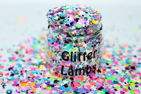 Care Bear Countdown Glitter by GlitterLambs.com. Great for arts, crafts, nails, resin, acrylic pouring, tumbler cups, etc.