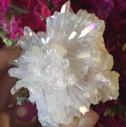 Angel aura treated crystal cluster