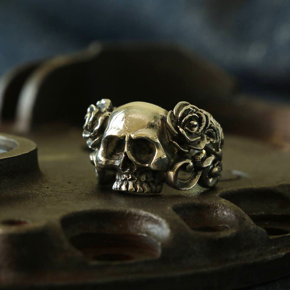 Gold Plated /& Silver* Skeleton Biker Punk Gothic Demonic Reaper Men Thumb Ghost Skull Ring 925 Silver Rose