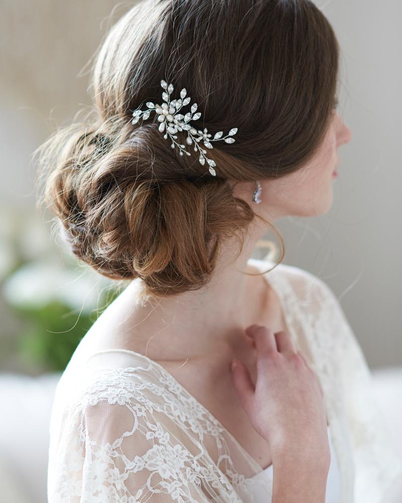 Floral Bridal Comb with Sparkling Crystals Bridal Hair Comb Hair Accessories 
