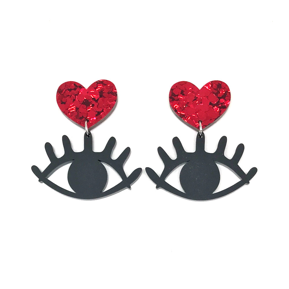 Matte Black Eye Dangle Earrings