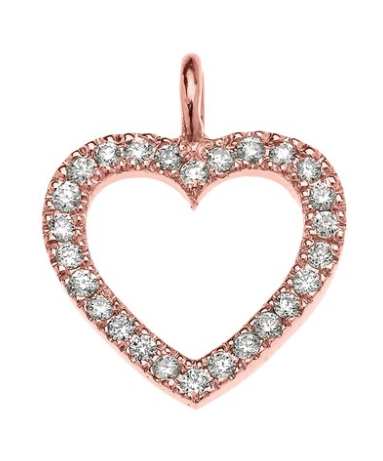 heart rose gold open diamond 14k pendant necklace