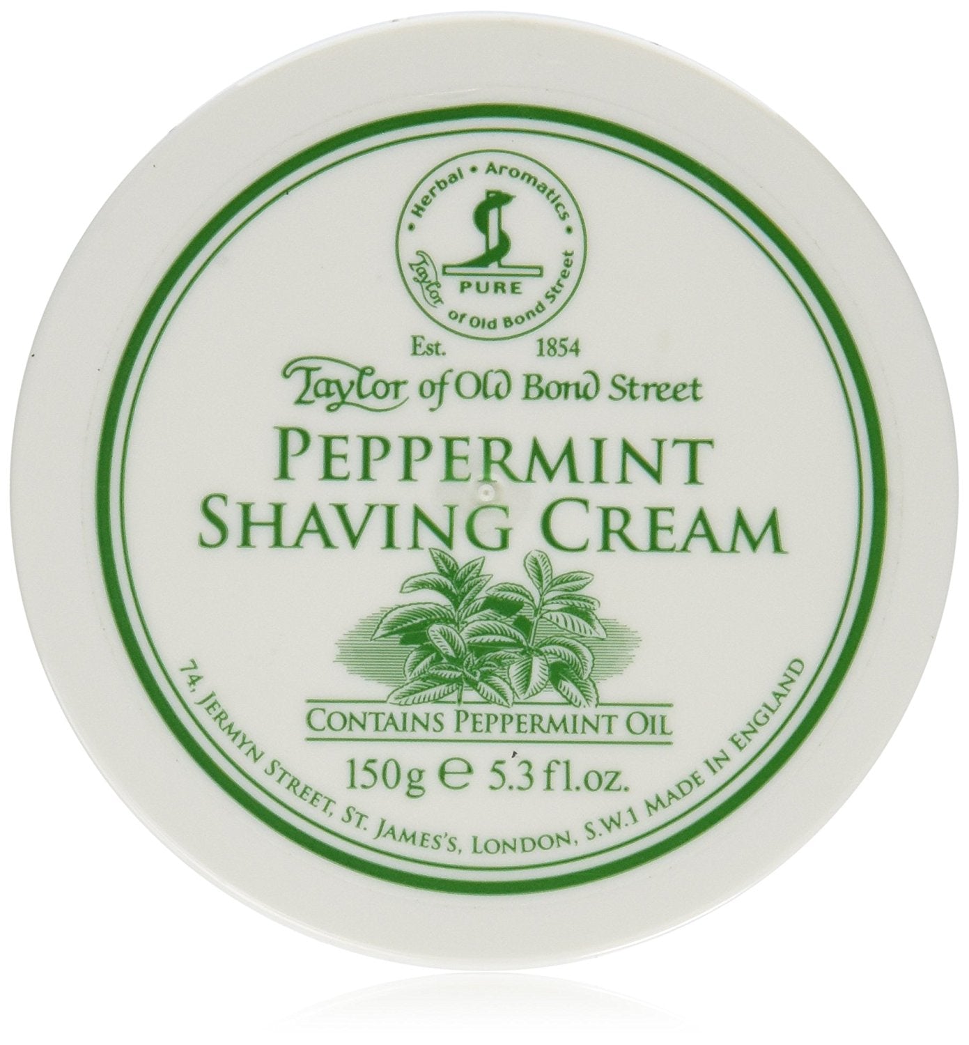 TAYLOR OF OLD BOND STREET PEPPERMINT SHAVING CREAM 5.3 FL OZ