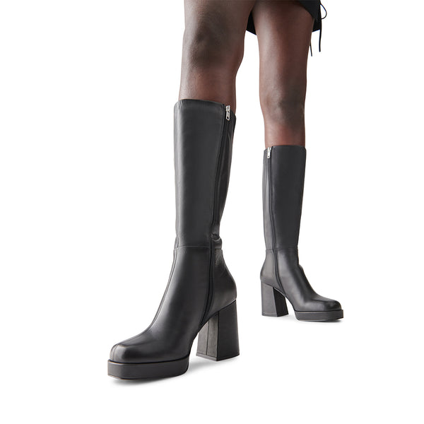 ELISE Black Leather Knee High Boot | Boots – Steve Madden