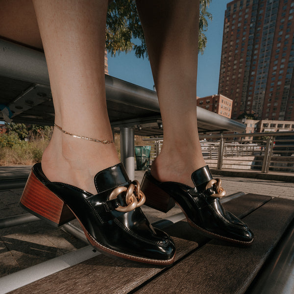 LORIE Black Slip-On Mule Women's Loafers –