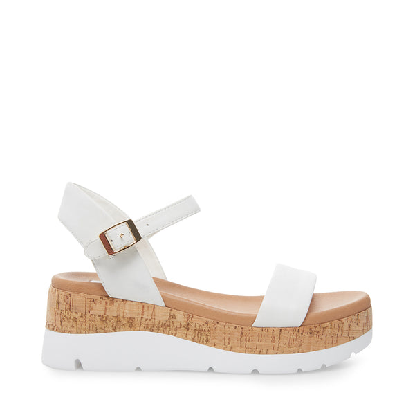 white cork sandals