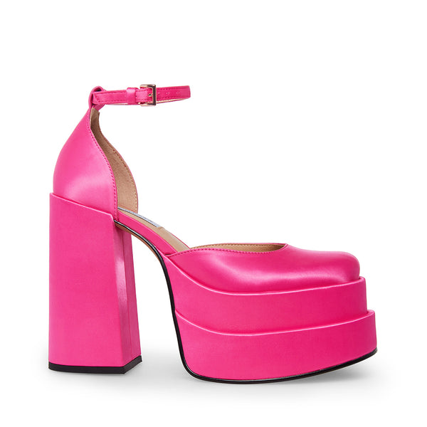 CHARLIZE Pink Satin Stacked Block Women's Heels – Madden