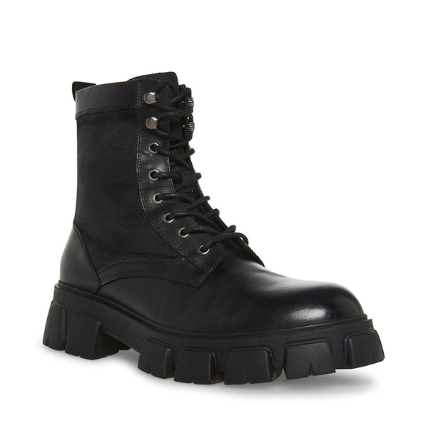 Premonición Elasticidad Inválido CORTINA Black Leather Combat Boots | Men's Black Combat Boots – Steve Madden