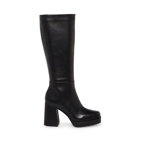 ELISE Black Leather Knee High Boot | Women's Platform Boots – Madden