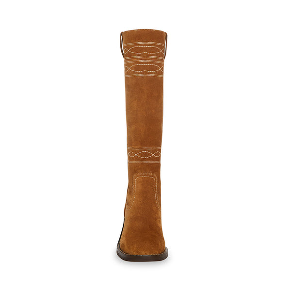 GRETCHEN Chestnut Suede Knee High Boot | Women's Boots Steve Madden