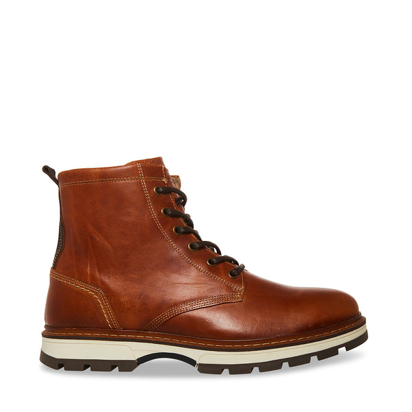 LUCIUS Cognac Leather Lace Up Combat Boot | Boots – Steve Madden