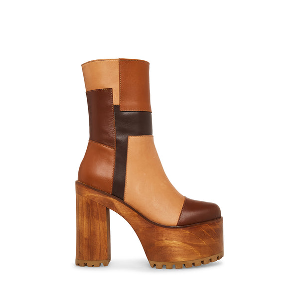 TONIC Brown Multi Patchwork Wood Bottom Boot | Women&#39;s Booties &ndash; Steve Madden