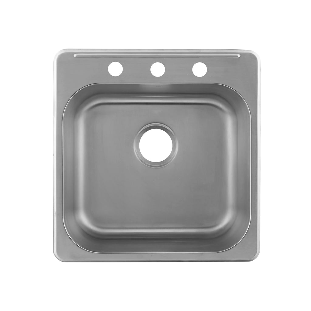 Dax Single Bowl Top Mount Kitchen Sink 20 Gauge Stainless Steel Brushed Finish 20 X 20 1 2 X 7 Inches Dax Om 2020