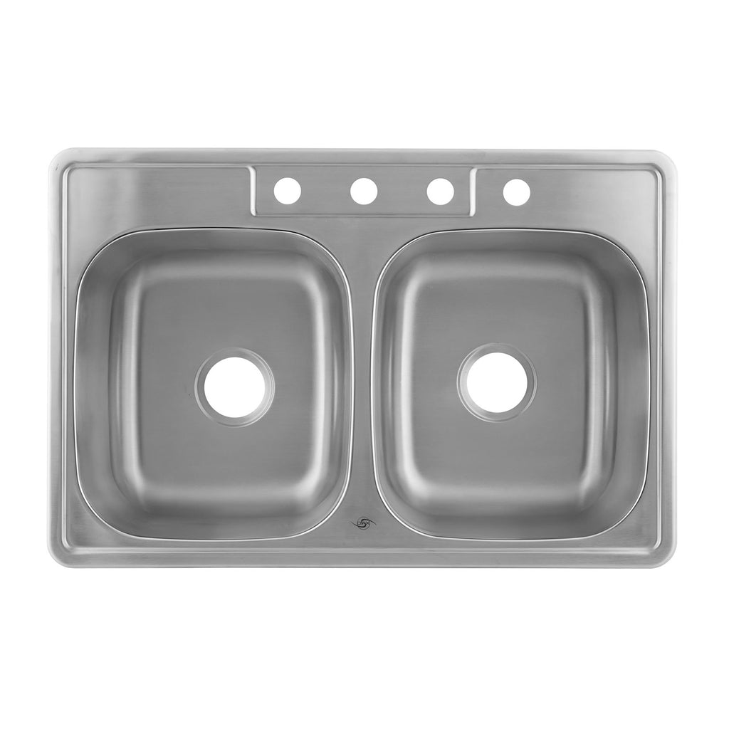 Dax 50 50 Double Bowl Top Mount Kitchen Sink 20 Gauge Stainless Steel Brushed Finish 33 X 22 X 9 Inches Dax Om 3322