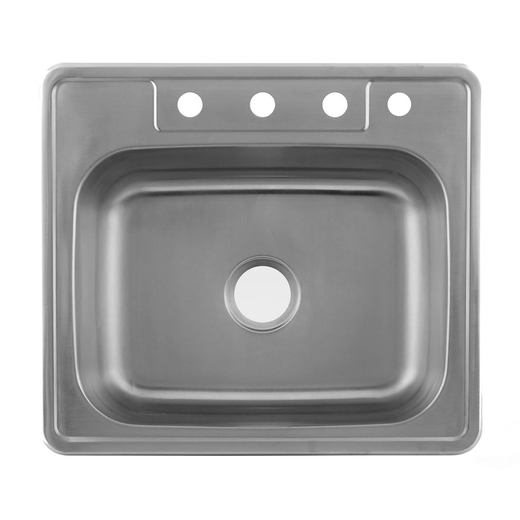 Dax Single Bowl Top Mount Kitchen Sink 20 Gauge Stainless Steel Brushed Finish 25 X 22 X 8 Inches Dax Om 2522