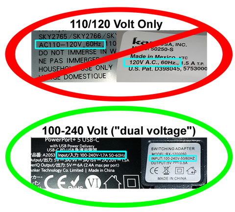 dual voltage labels
