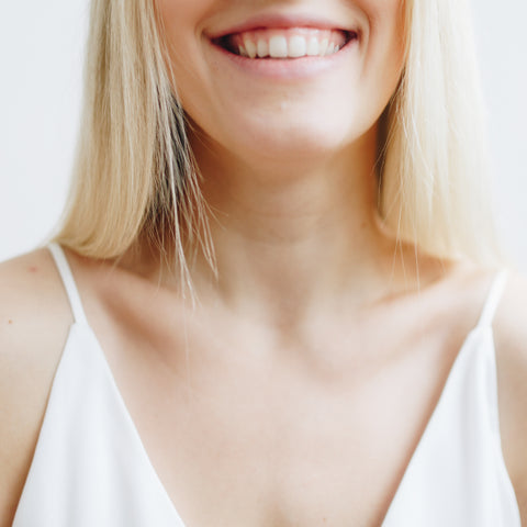 Blonde woman smiling